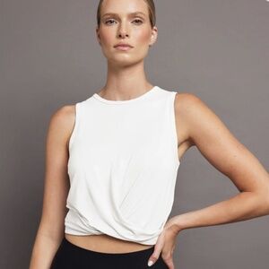Carbon38 Front Twist Tank in White Size Medium